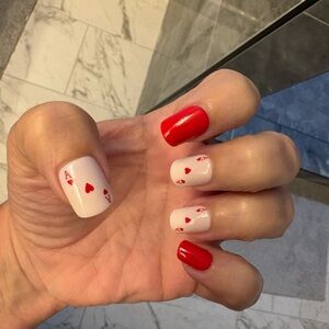 Ace of Hearts Red & White Press on Nails